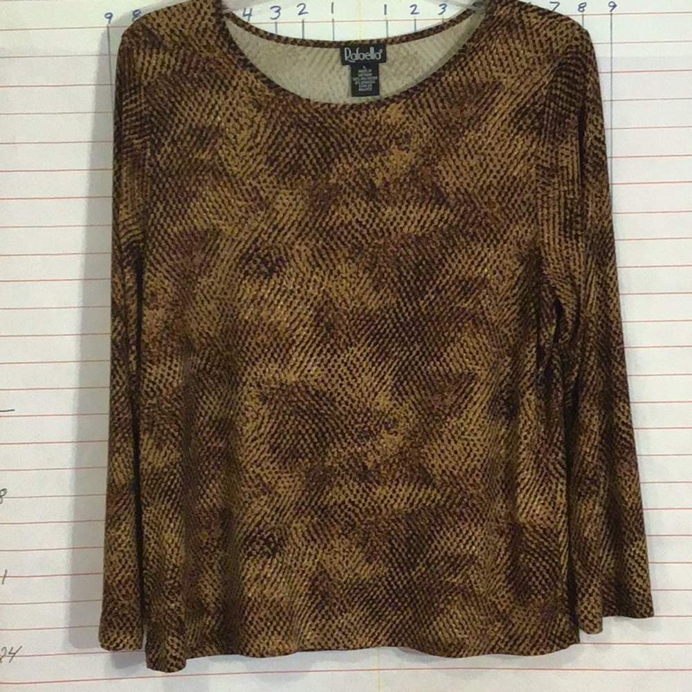 RAFAELLA - women’s patterned top  sz L  brown